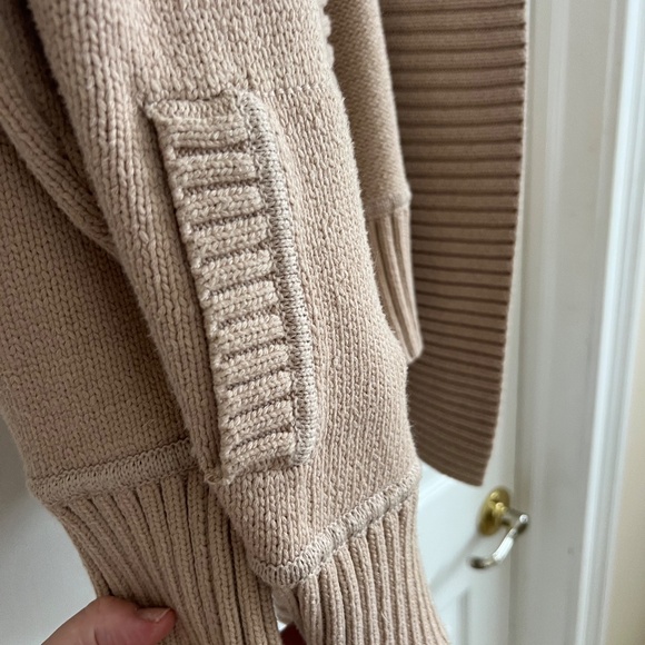 J CREW Shawl-Collar Open-Front Cotton Blend Long Cardigan M/L Khaki - Picture 5 of 8